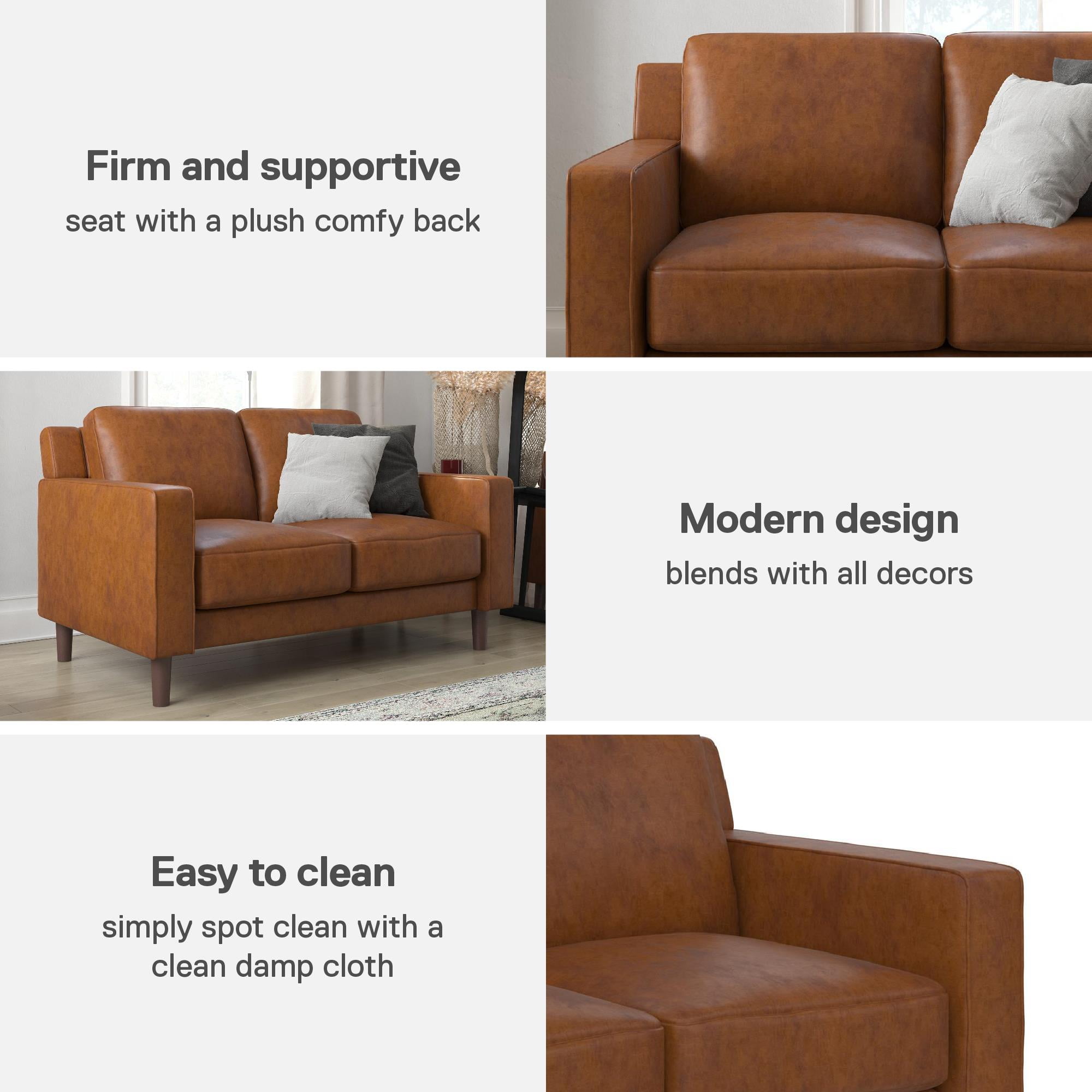DHP Bryanna Loveseat 2 Seater Sofa , Camel Faux Leather