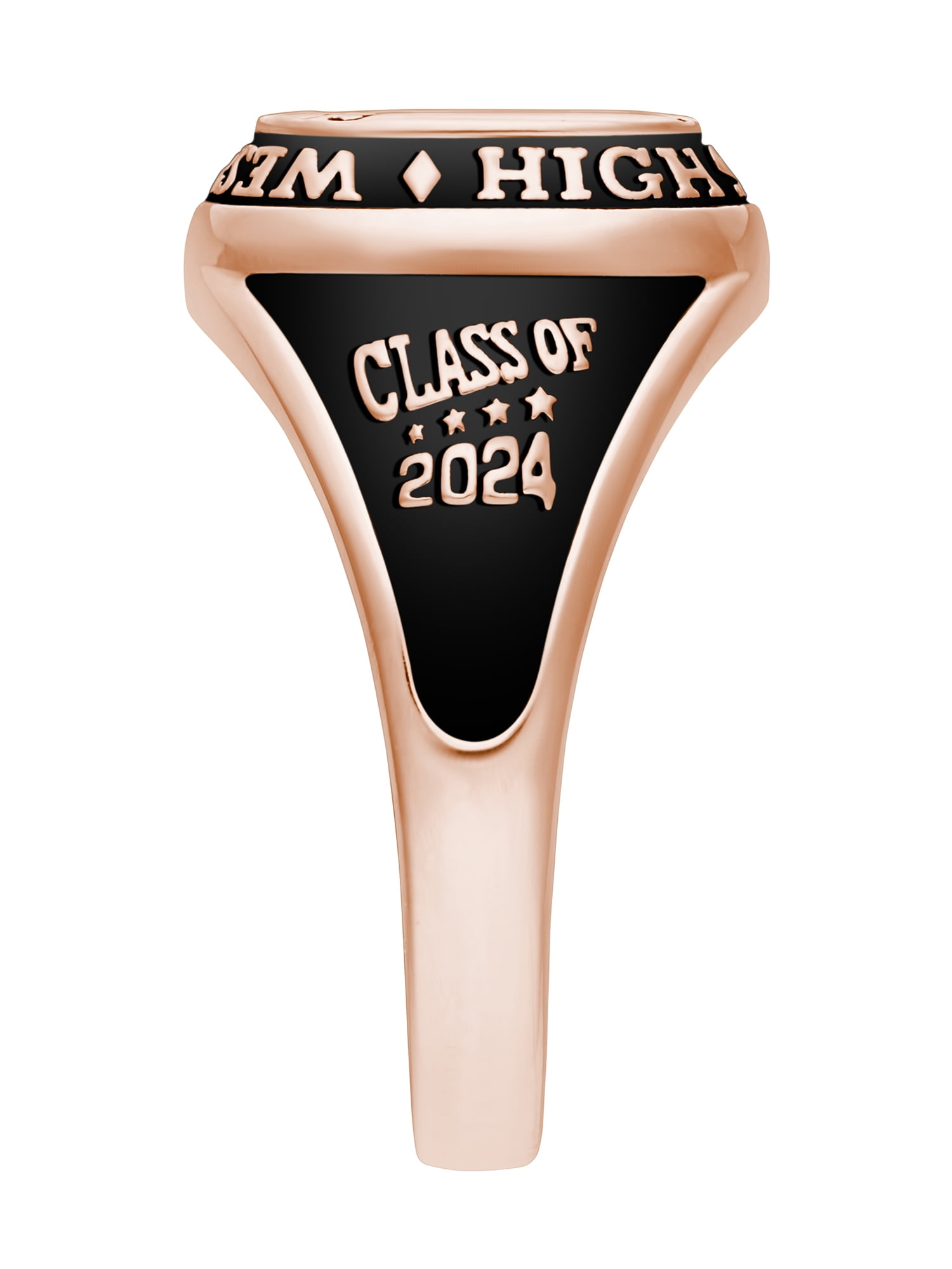 Order Now for 2025 Graduation, Freestyle Women's' 14K Rose Gold over Sterling Classic Cushion Birthstone Class Ring, Personalized, High School or College Graduation