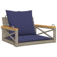 thumbnail image 6 of vidaXL Swing Bench with Cushions Hammock Chair Poly Rattan Brown/Gray/Black, 6 of 9