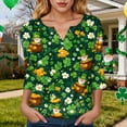 thumbnail image 4 of COMVALUE Womens 3/4 Length Sleeve St. Patrick's Day Tops Crew Neck Graphic Print Basic Tees (Army Green, XXL), 4 of 9