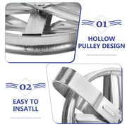 Washing Line Pulley Kit,2Pcs 5 Inch Clothesline Pulley Nylon Rope Pulley Cable Puller Compatible with Outdoor Drying Clothing Fits Rope Up to Silver