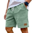 thumbnail image 3 of Domzle Mens Waffle Shorts Summer Casual Textured Knit Drawstring Elastic Waist Comfy Short with Pockets Beach Vacation Light Green L, 3 of 7