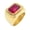 Gold Red, variant on Unisex Stainless Steel Square Halo Ring Center Gemstone with Cubic Zirconia Accents Modern Statement Band Gold Blue Size 11