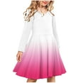 thumbnail image 1 of Odeerbi Niñas Manga Larga Ballet Skater Vestido Gradient Stretchy Twirly A Line Vestido Escuela Recital Cuello Redondo Vestido, 1 of 3