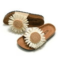 thumbnail image 4 of Girls Sunflower Cork Footbed Slip on Sandals Summer Beach Walking Slides Dress Slippers for Toddler Kids, 4 of 6