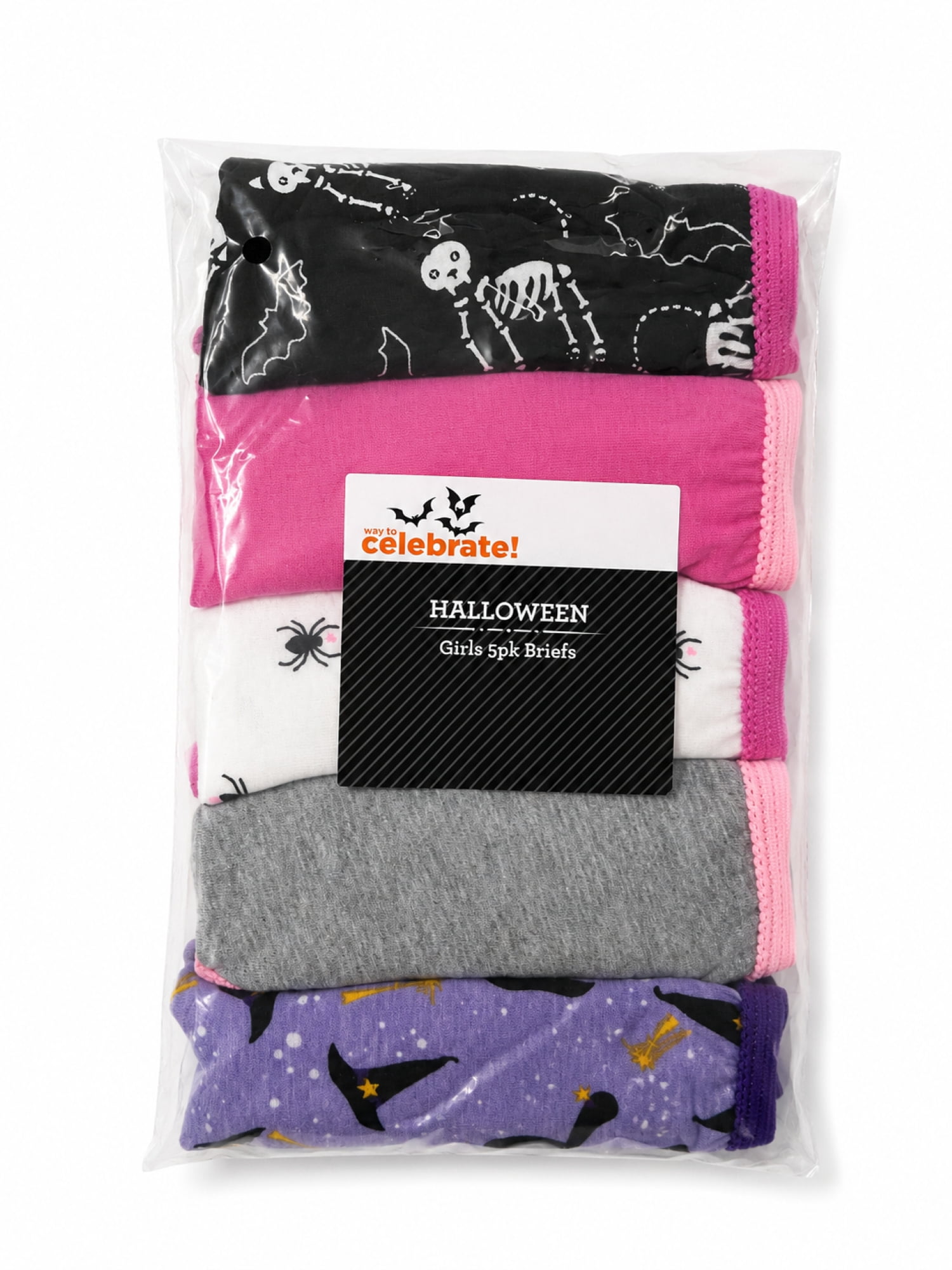 Ways to Celebrate Girls Halloween Underwear, 5-pack Briefs, Sizes 4-26