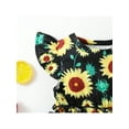 thumbnail image 5 of Seyurigaoka Baby Girl Summer Lovely Ribbed Jumpsuit Sunflower Print Crew Neck Flying Sleeves Romper Child Suit, 5 of 8