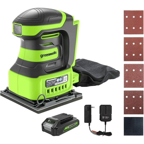 Greenworks 24V Cordless 1/4 Quarter Sheet Sander 11,000 OPM with 2Ah