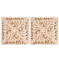 thumbnail image 2 of Paquete de 20 Apliques de Madera Tallada, Calcomanía de Talla Cuadrada, Sin Pintar, Puerta de Flores, Armario, Decoración de Muebles, 3,94X3,94 Pulgadas, 2 of 5