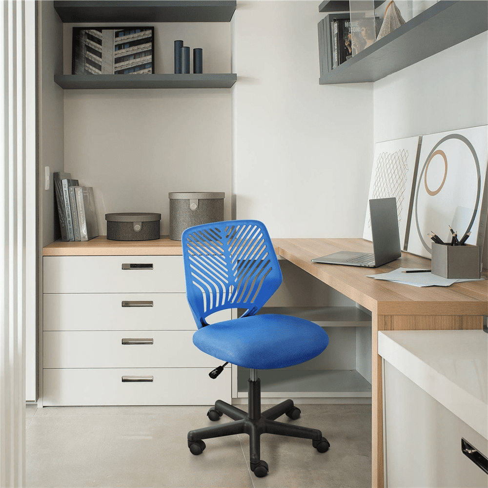 Alden Design Adjustable Armless Mesh Office Chair for Home Office, Blue