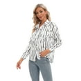 thumbnail image 5 of Aosijia Womens Long Sleeve Shirt Striped V Neck Button Down Casual Loose Fit Blouse Tops with Front Pockets, 5 of 18