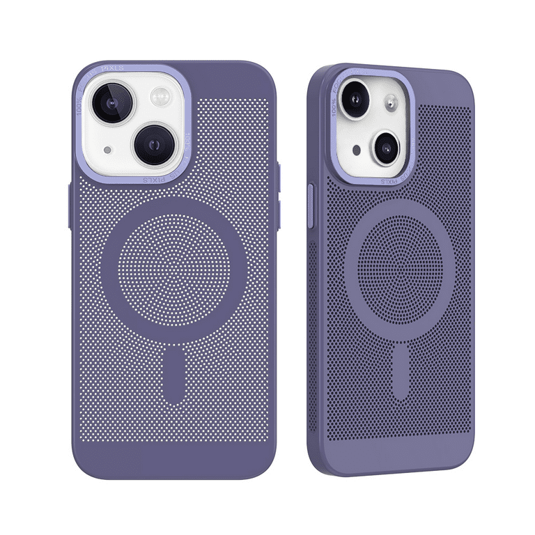 Phone Case for Apple iPhone 15 Pro Max (6.7) Heat Dissipation Breeze Mesh  Breathable Cooling with Magnetic Magsafe Compatible Cover [ Purple ]