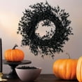 thumbnail image 5 of Btomtd Diameter 12" Halloween Wreath Hanging Front Door Thanksgiving Decor with Plastic Small Flowers Window Garland Props, Black, 5 of 6