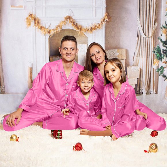 Outfmvch Family Christmas Pajamas Matching Sets Satin Pajama Set Pajama Sets for Men 2 Piece Xmas Set Long Sleeve Holiday Sleepwear Outfits Couples Mens Pajama Pants(clearance Sale)hot Pink 2 (dad)xl
