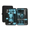 thumbnail image 1 of Kit de decoración de uñas Wmkox8yii pedicura acero inoxidable 25 en 1 estuche de viaje cuero negro, 1 of 1