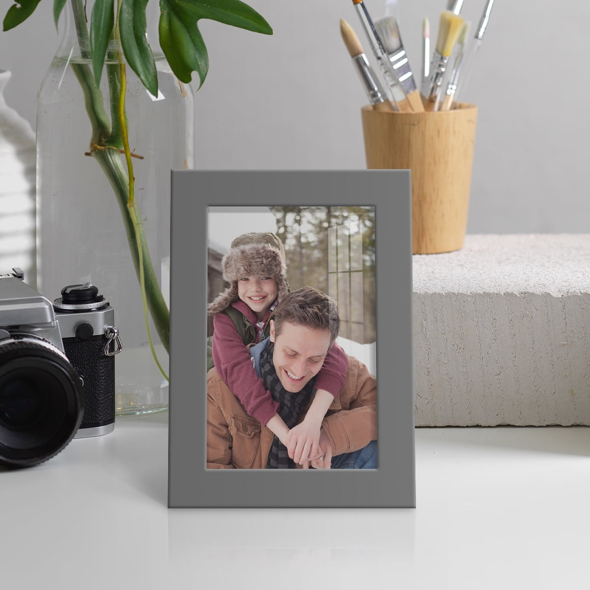 Modern Real Wood 4x6 inch Picture Frame in Gray