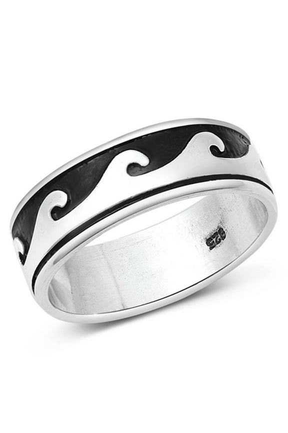 Wave Ring .925 Sterling Silver Band Jewelry Female Male Unisex Size 8