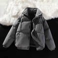 thumbnail image 2 of Womens Winter Puffer Quilted Jackets Warm Long Sleeve Oversized Stand Collar Zip-Up Thermal Coat with Pockets, 2 of 5