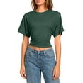 thumbnail image 4 of Diufon Womens Crop Tops Summer Crew Neck Short Sleeve Ruched Tunic Top Stretchy Going Out Slim Basic Tees, 4 of 9