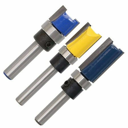 

KI-8jcuD 3Pcs Trim Top Flush Bit Bits Router 1/4 Router Bearing Tools Shank Woodworking Tools & Home Improvement Metric Bit Set Cobalt
