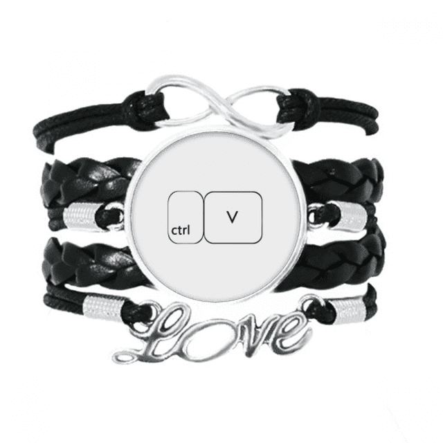 Keyboard Symbol ctrl V Art Deco Fashion Bracelet Love Accessory Twisted Leather Knitting Rope Wristband