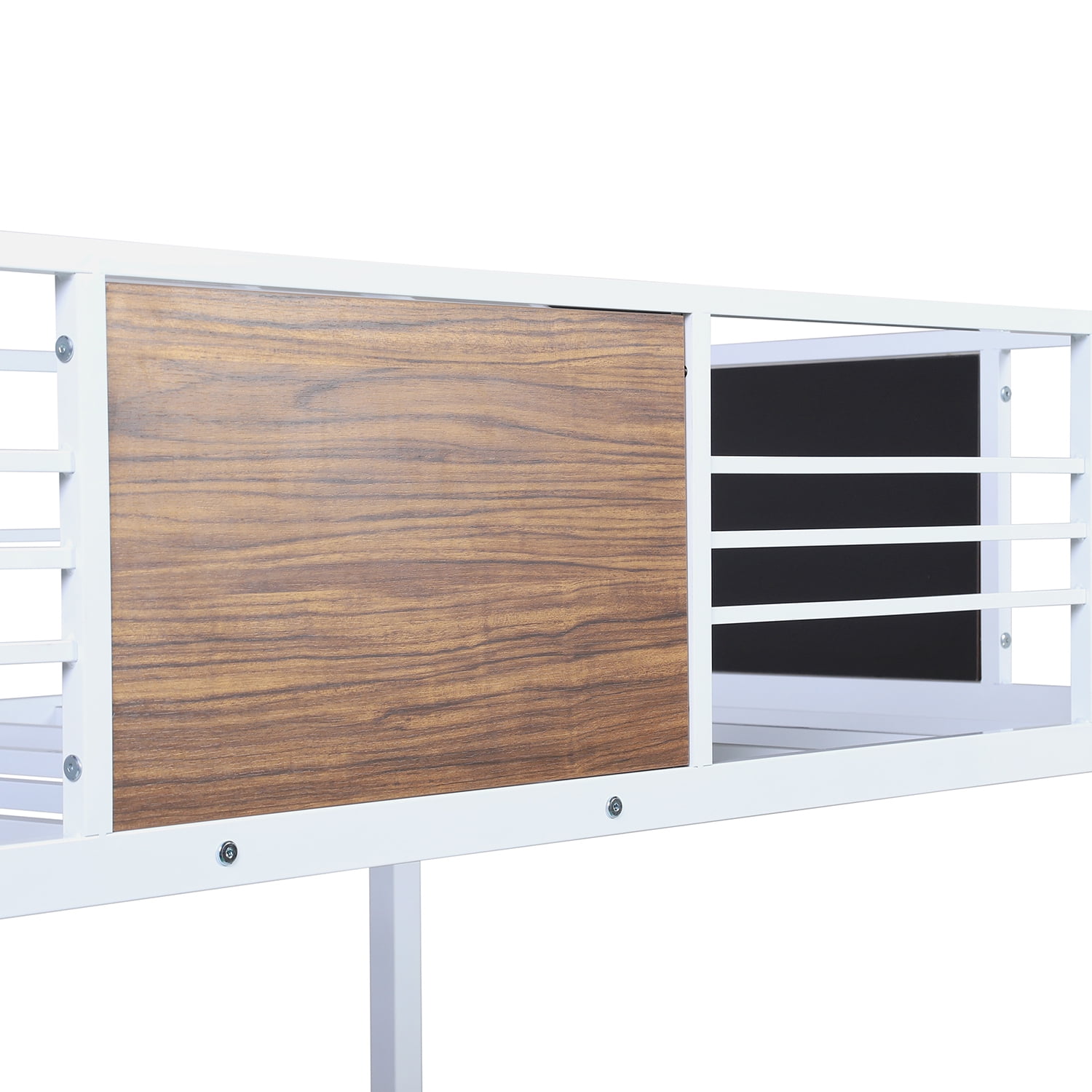 Kepooman Twin-over-Full Modern Steel Bunk Bed with Guardrail & Ladder for Bedroom, 77.2" x 54.7" x 66.5", White Kepooman Twin-over-Full Modern Steel Bunk Bed with Guardrail & Ladder for Bedroom, 77.2" x 54.7" x 66.5", White