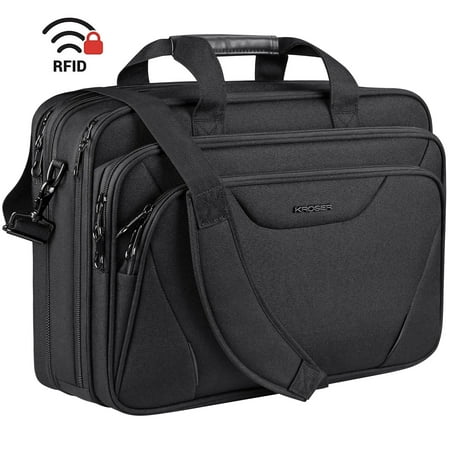 KROSER 18"Laptop Bag Laptop Briefcase Fits Up to 17.3" Laptop Expandable Shoulder Bag Computer Bag, Black