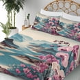 thumbnail image 3 of Ambesonne Lake Fitted & Top Sheet Set with Sham, Orchids Earthy Cliff Mountains, Pale Purple and Sea Blue, 3 of 5