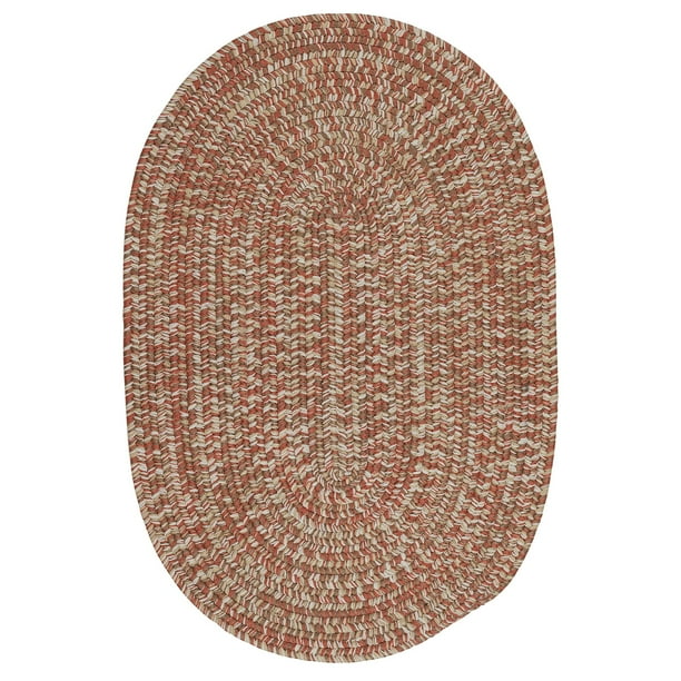 7' Red and White Reversible Handcrafted Round Outdoor Area Throw Rug