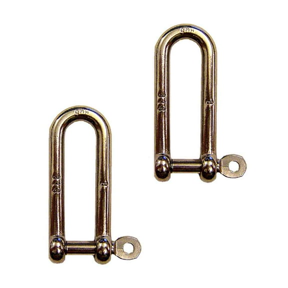 1/2" Captive Pin Long D Shackle Stainless Steel - 2 Pack