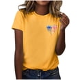 thumbnail image 4 of Hauts d'Été pour Femmes Jour de l'Indépendance Drapeau Col Rond Imprimé Lettre Manches Courtes T-Shirts pour Femmes Jaune m, 4 of 4