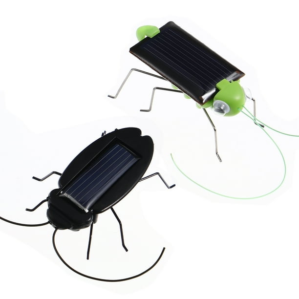 BRIGHTFUFU 2 unids falsa langosta cucaracha juguetes de cucaracha insectos con energía solar simulación de cucarachas de caña de cañas de langostas tipos de insectos falsos para niños
