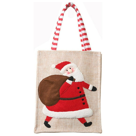 Small Christmas Tree Storage Bag New Christmas Decorative Articles Linen 3D Embroidery Tote Bag Childrens Gift Bag Candy Bag Storage Bag Christmas Tree Storage Bag Small
