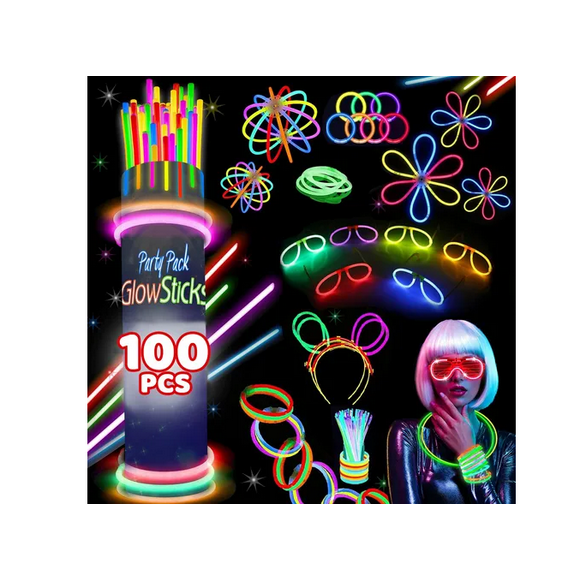 100 Pulseras Neón Fosforescente Glow Stick Fiestas Eventos Xtellar multicolor