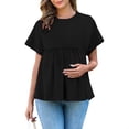 thumbnail image 5 of Maternity Short Sleeve Crew Neck Tunic Shirt Blouse Top Loose Fit Breathable Casual Spring Summer Clothes for Women | CSEONE,Black XL, 5 of 9