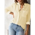 thumbnail image 2 of jinghuiyue Women Button-Down Shirts Striped Long Sleeve Collared Dressy Office Casual Loose Fit Blouse Tops with Pocket XL, 2 of 6