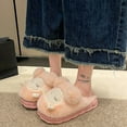 thumbnail image 1 of Chaussures Femmes Chaudes Mignonnes Boule en Peluche Maison Tête Ronde Semelle Douce Pantoufles en Coton Pantoufles pour Femmes Intérieur en Liquidation, 1 of 9