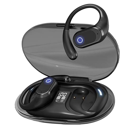 LACKUST Bluetooth 5.4 Wireless Earbuds with Ear Hooks - Low Latency, Type-C Fast Charging, Long Battery Life - Black for Sports & Workout
