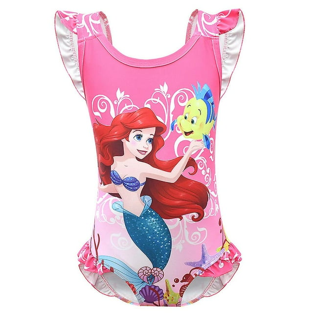 Traje de baño de una pieza con dibujos animados de princesa sirena para niñas