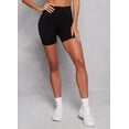 thumbnail image 2 of Womens Seamless Ribbed Wide Waistband Biker Shorts, 2 of 3