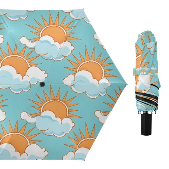 Sun and Cloud Compact Sun Umbrella Windproof Travel Umbrellas for Rain Strong Portable UV Protection