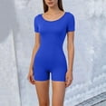 thumbnail image 4 of Yigetop Combinaison de Sommeil Extensible Col Rond Manches Courtes Côtelée Ajustée Confortable Quotidienne Décontractée Maison & Extérieur Pyjama Combinaison Bleu m, 4 of 5