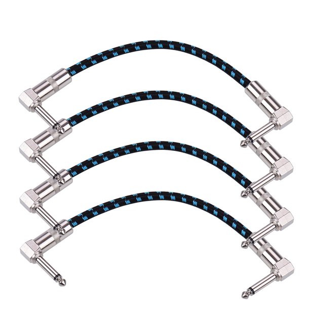 XMM Ggiant AC-18-3 Cables De Parche Para Pedal De Guitarra De 6 Pulgadas De Longitud , Cable Coxial , Blindaje De Cobre Puro Con Angl Derecho De 1/4