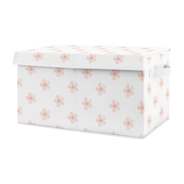 Watercolor Floral Pink and White Flower Storage Fabric Toy Box by Sweet