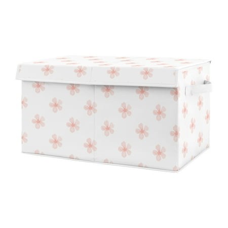 UPC: 0846480086048 | Watercolor Floral Pink and White Flower Storage Fabric Toy Box by Sweet Jojo Designs