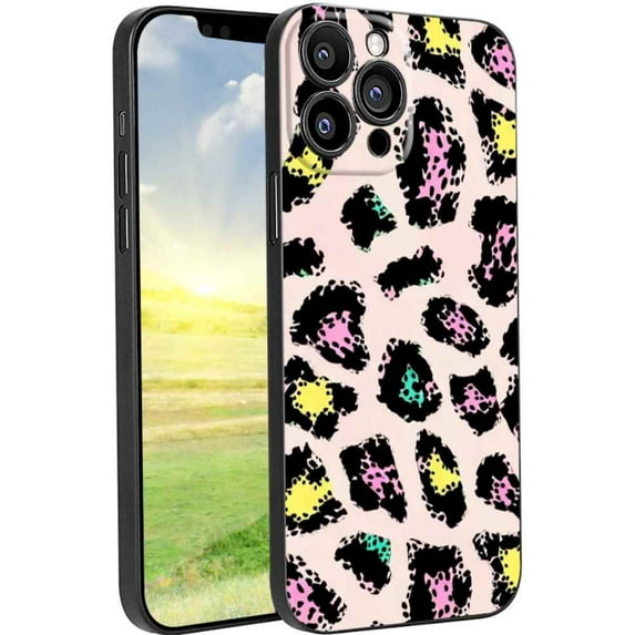 Compatible with iPhone 13 Pro Max Phone Case, Leopard-Print-Pink-Purple-Blue-Green-Cute-Aesthetic3 Case Men Women, Flexible Silicone Shockproof Case for iPhone 13 Pro Max