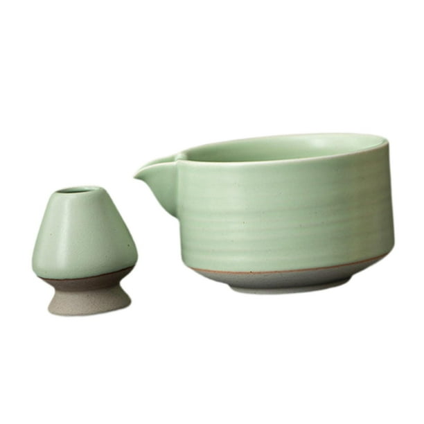 Juego de 2 cuencos de cerámica para matcha con pico vertedor Verde