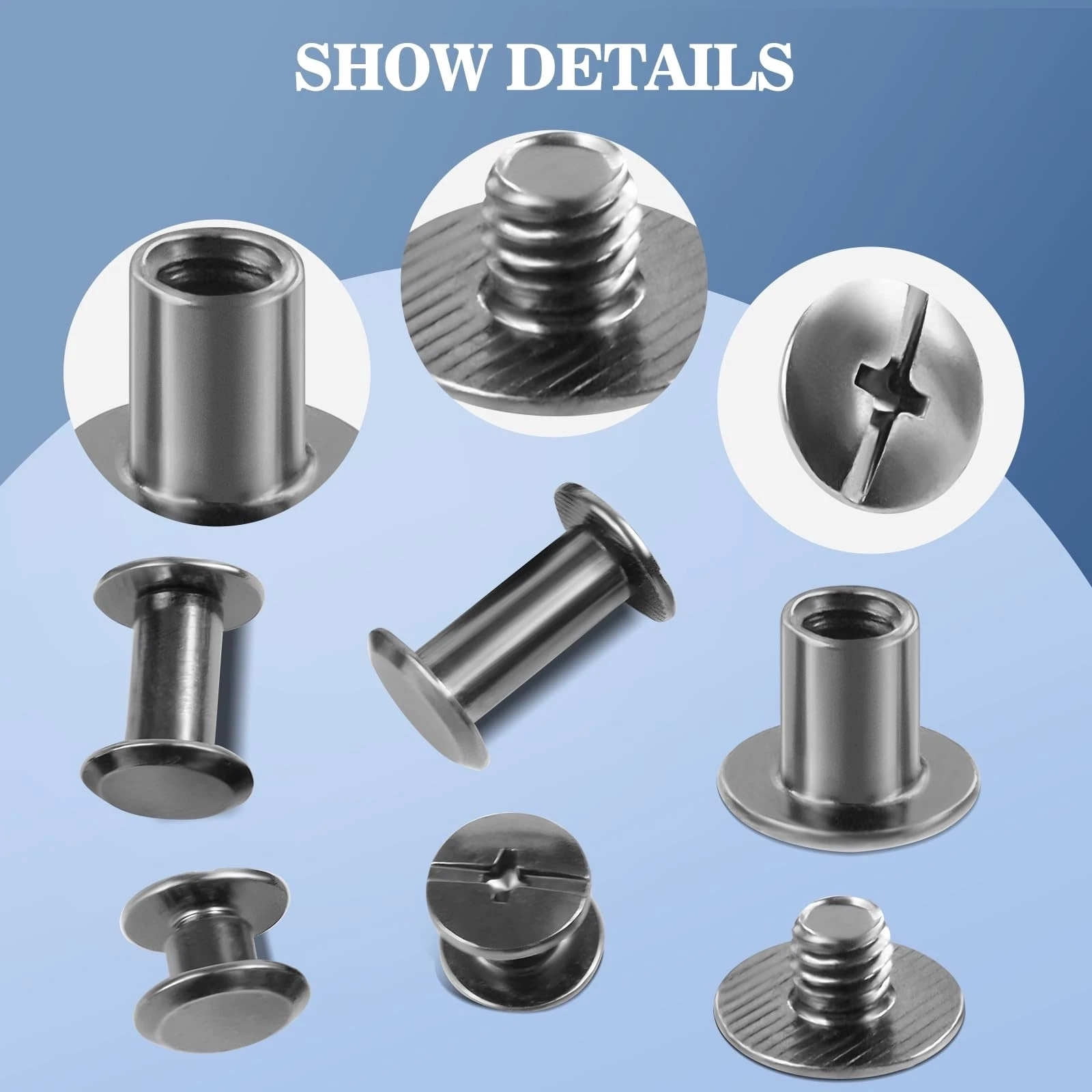 NATEFEMIN Leather Chicago Screws Binding Posts Iron 110 Sets M5 Assorted for Connecting Belts Bags