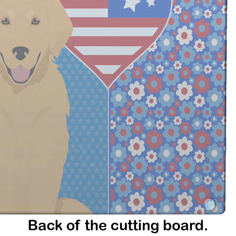 Gold Golden Retriever Glass Cutting Board Large 12 in x 15 in