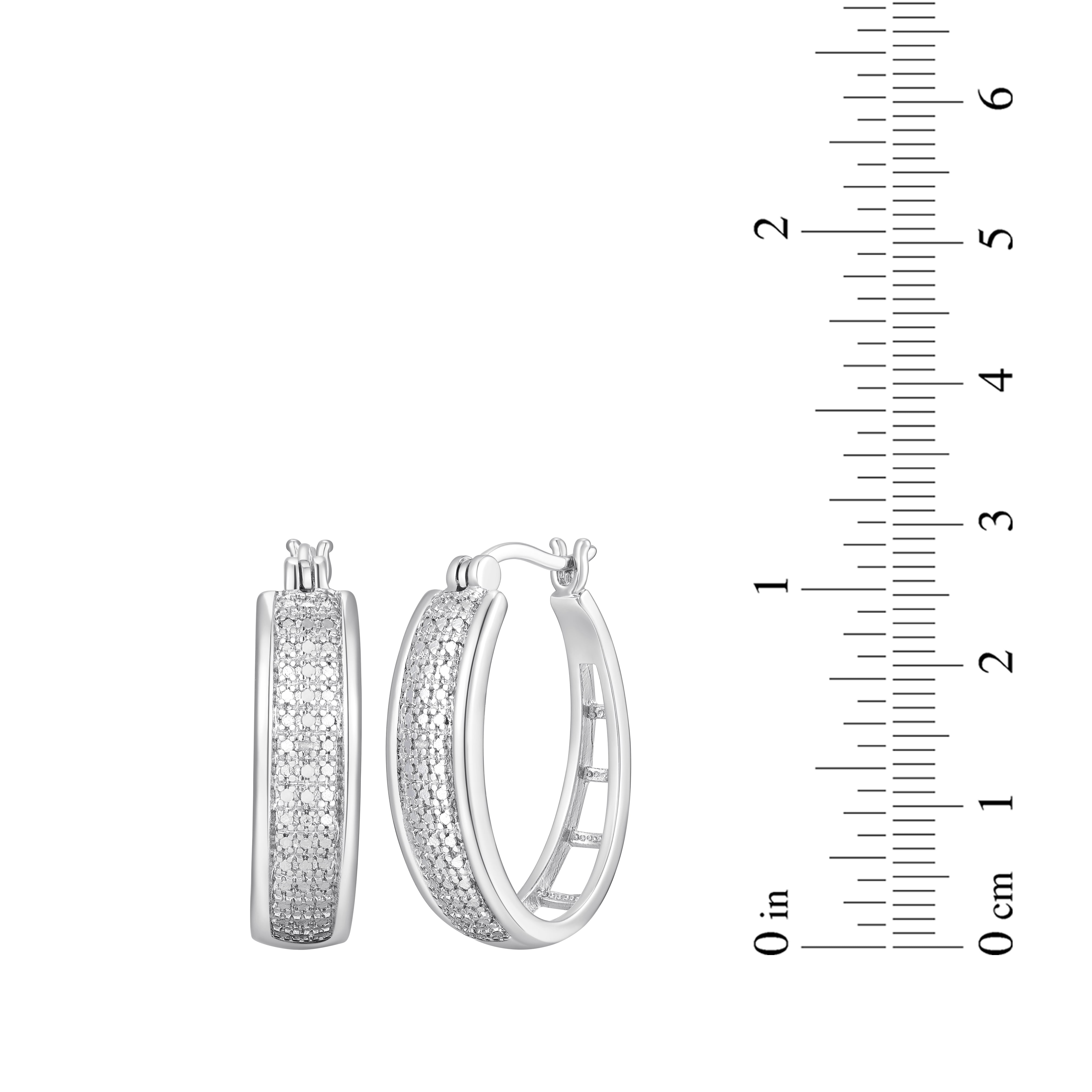Forever Facets Diamond Accent Bold Hoop Earrings in Rhodium over Bronze, Adult Female
